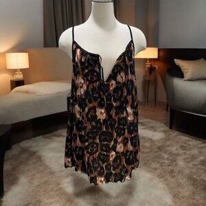 Smart Sexy Leopard Print Cami Top Size L Adjustable Straps Lace Trim Whimsy Edgy
